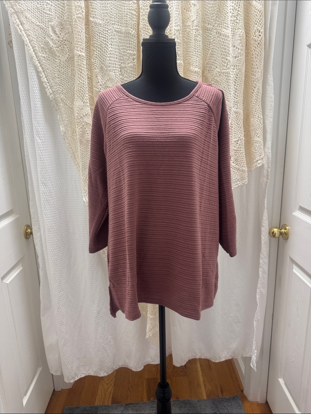 New York Laundry Ribbed Tunic Top - Mauve NWT